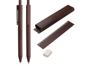 Set minas gerais: bolígrafo, regla, goma de borrar y caja