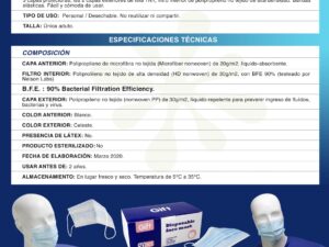 Caja de 50 mascarillas de 3 capas no-médica / b.f.e. 90%