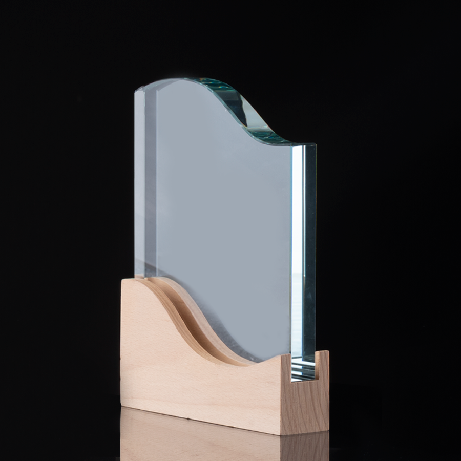 Trofeo Galvano de Madera y Cristal Curve Trofeo Galvano de Madera y Cristal Curve - Imagen 3