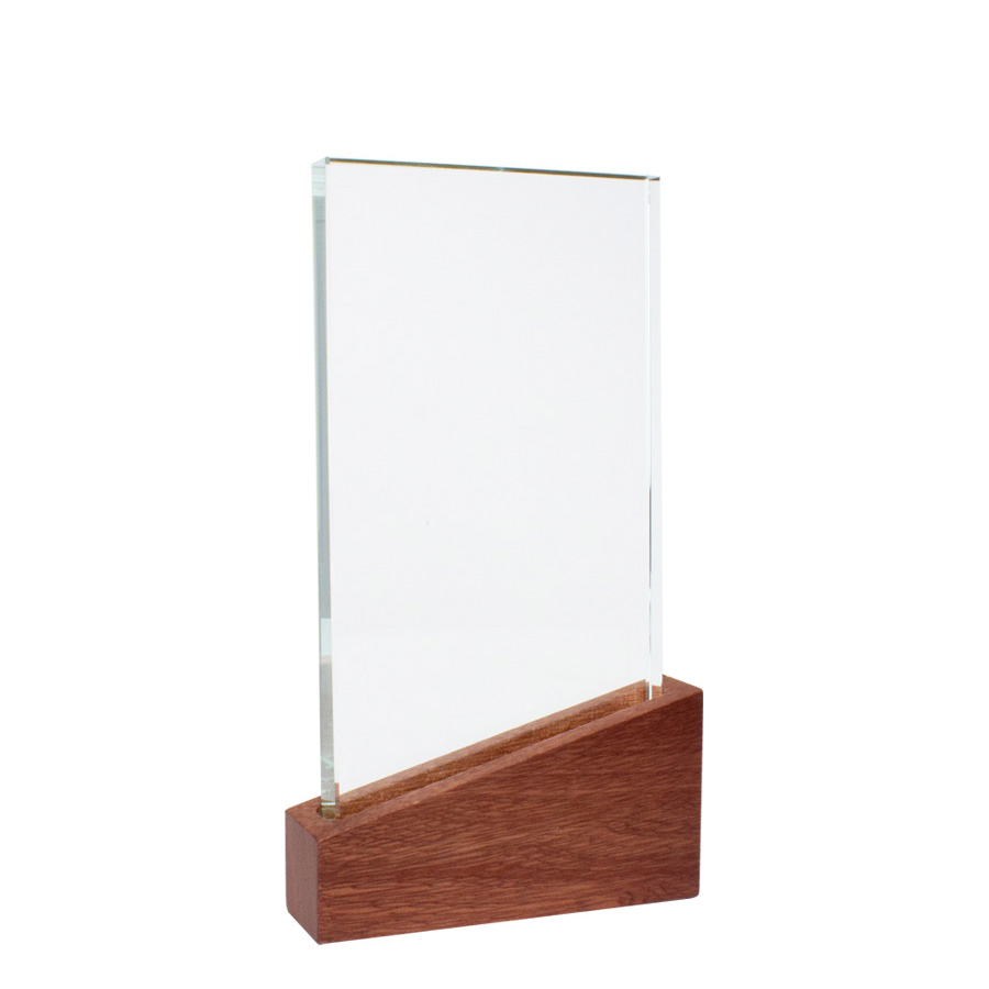 Trofeo galvano de madera y cristal Trofeo galvano de madera y cristal