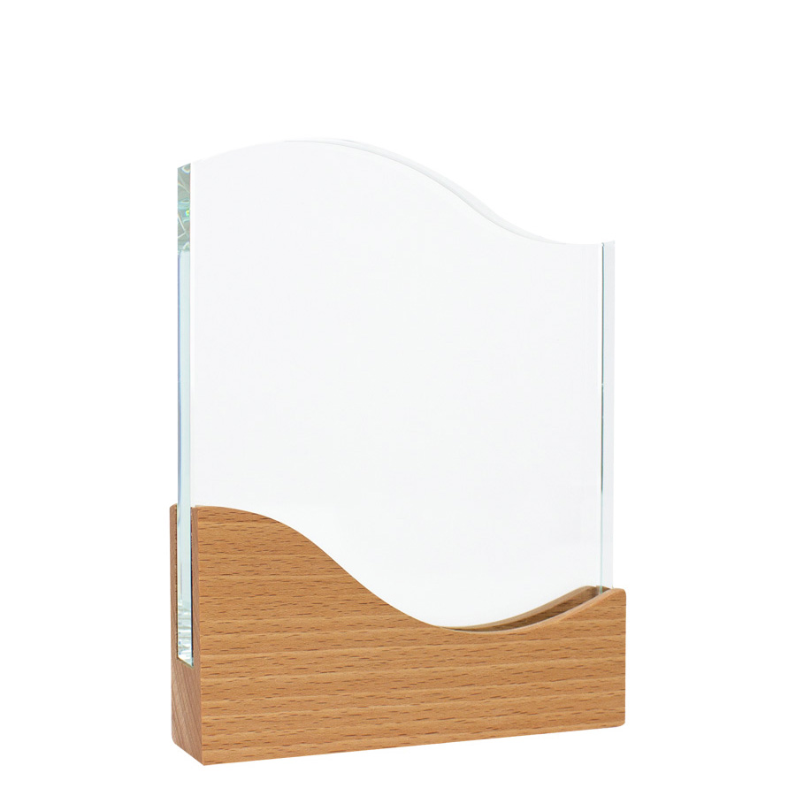 Trofeo galvano de madera y cristal Trofeo galvano de madera y cristal