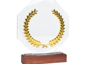 Trofeo galvano de madera, cristal y acero Trofeo galvano de madera, cristal y acero - vista 2