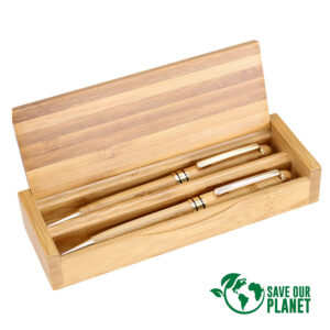 Set bol&iacute;grafo y portaminas bamboo