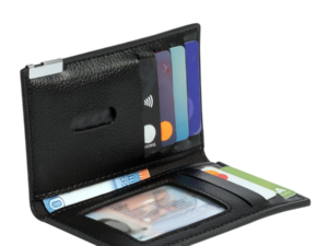 Porta-tarjetas vertical de eco-cuero license