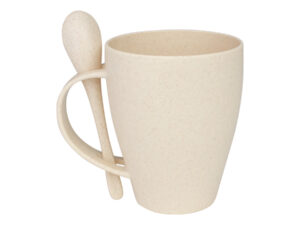 Mug de caña de trigo con cuchara 400cc Mug de caña de trigo con cuchara 400cc