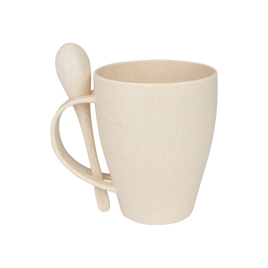 Mug de caña de trigo con cuchara 400cc Mug de caña de trigo con cuchara 400cc - Imagen 2