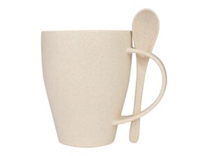 Mug De Caña De Trigo Con Cuchara 400cc