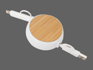 Connect multicargador retráctil 4 en 1 de abs/bamboo Connect multicargador retráctil 4 en 1 de abs/bamboo - vista 2