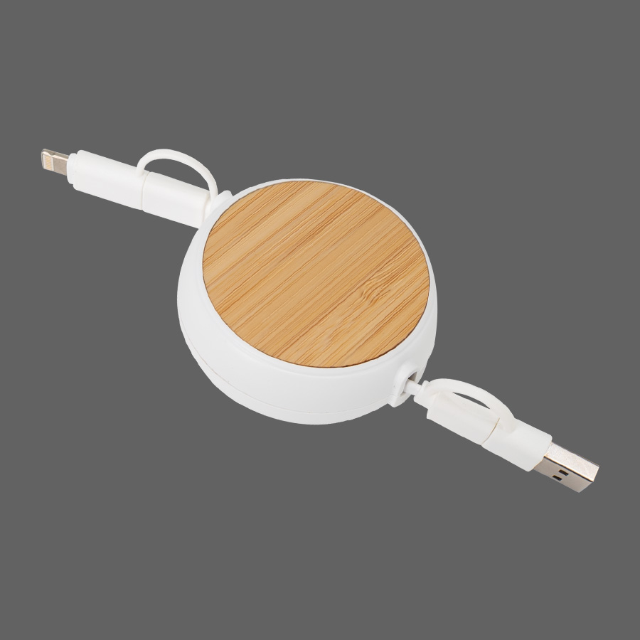 Connect multicargador retráctil 4 en 1 de abs/bamboo Connect multicargador retráctil 4 en 1 de abs/bamboo - vista 2