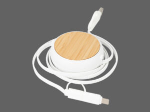 Connect multicargador retráctil 4 en 1 de abs/bamboo Connect multicargador retráctil 4 en 1 de abs/bamboo - vista 3