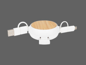Connect multicargador retráctil 4 en 1 de abs/bamboo Connect multicargador retráctil 4 en 1 de abs/bamboo - vista 4