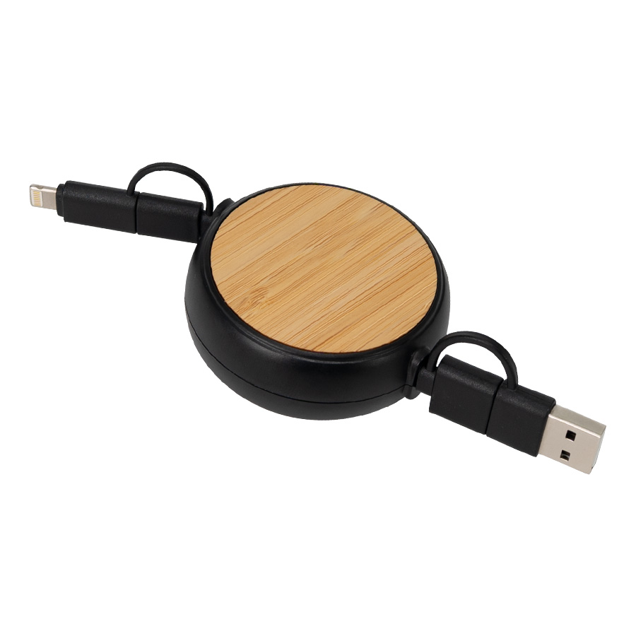 Connect multicargador retráctil 4 en 1 de abs/bamboo Connect multicargador retráctil 4 en 1 de abs/bamboo - vista 8