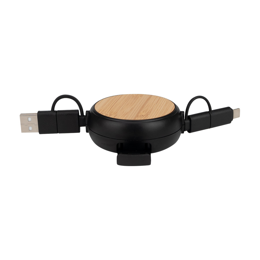 Connect multicargador retráctil 4 en 1 de abs/bamboo Connect multicargador retráctil 4 en 1 de abs/bamboo - vista 10