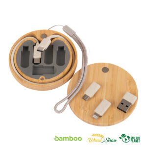 Connect multicargador 6 en 1 de bamboo y trigo.