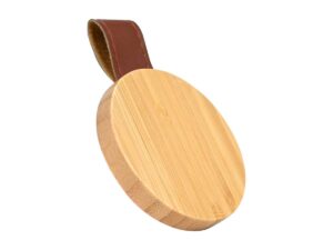 Espejo redondo de Bamboo y Eco-Cuero