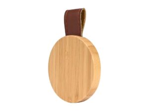 Espejo redondo de Bamboo y Eco-Cuero