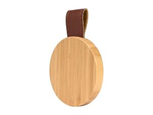 Espejo redondo de Bamboo y Eco-Cuero