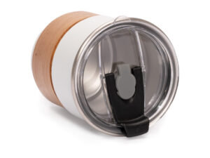 Vaso térmico metálico camp 300cc. Con bombilla y grip de madera.