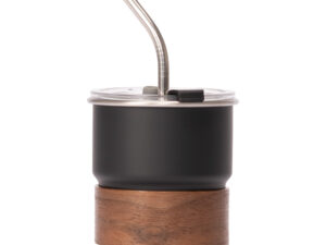 Vaso térmico metálico camp 300cc. Con bombilla y grip de madera.