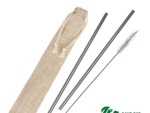 Set bombillas metálicas en estuche de lino