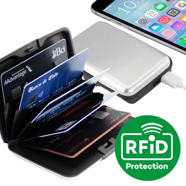 Porta-tarjetas anti-clonación rfid con power bank