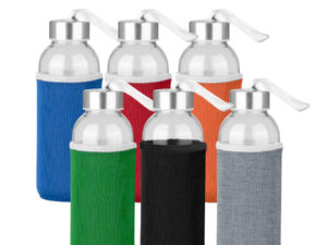 Botella de vidrio silica con funda de neopreno