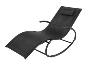 Reposera mecedora negra con apoya-brazos