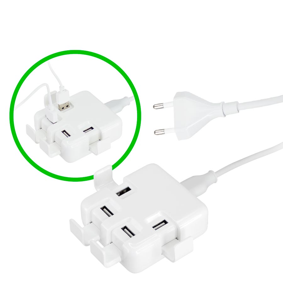 Hub USB 4 puertos power strip Hub USB 4 puertos power strip - vista 2