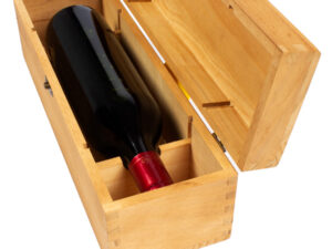 Caja de madera natural para vino