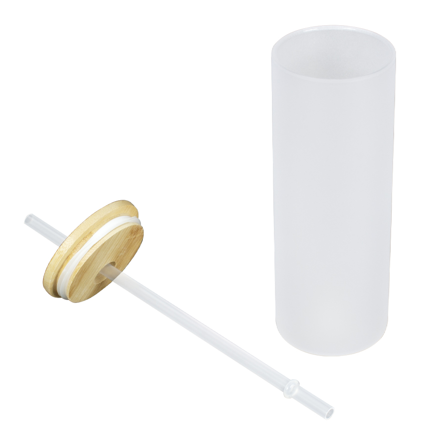 Botella vidrio borosilicato sublimación, tapa bamboo Botella vidrio borosilicato sublimación, tapa bamboo - vista 3