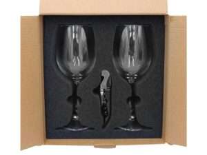 Set De Copas Y Destapador alt promocional publicitario set vino copas abridor caja abierta jpg