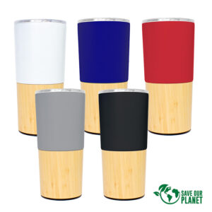 Mug metálico con bamboo