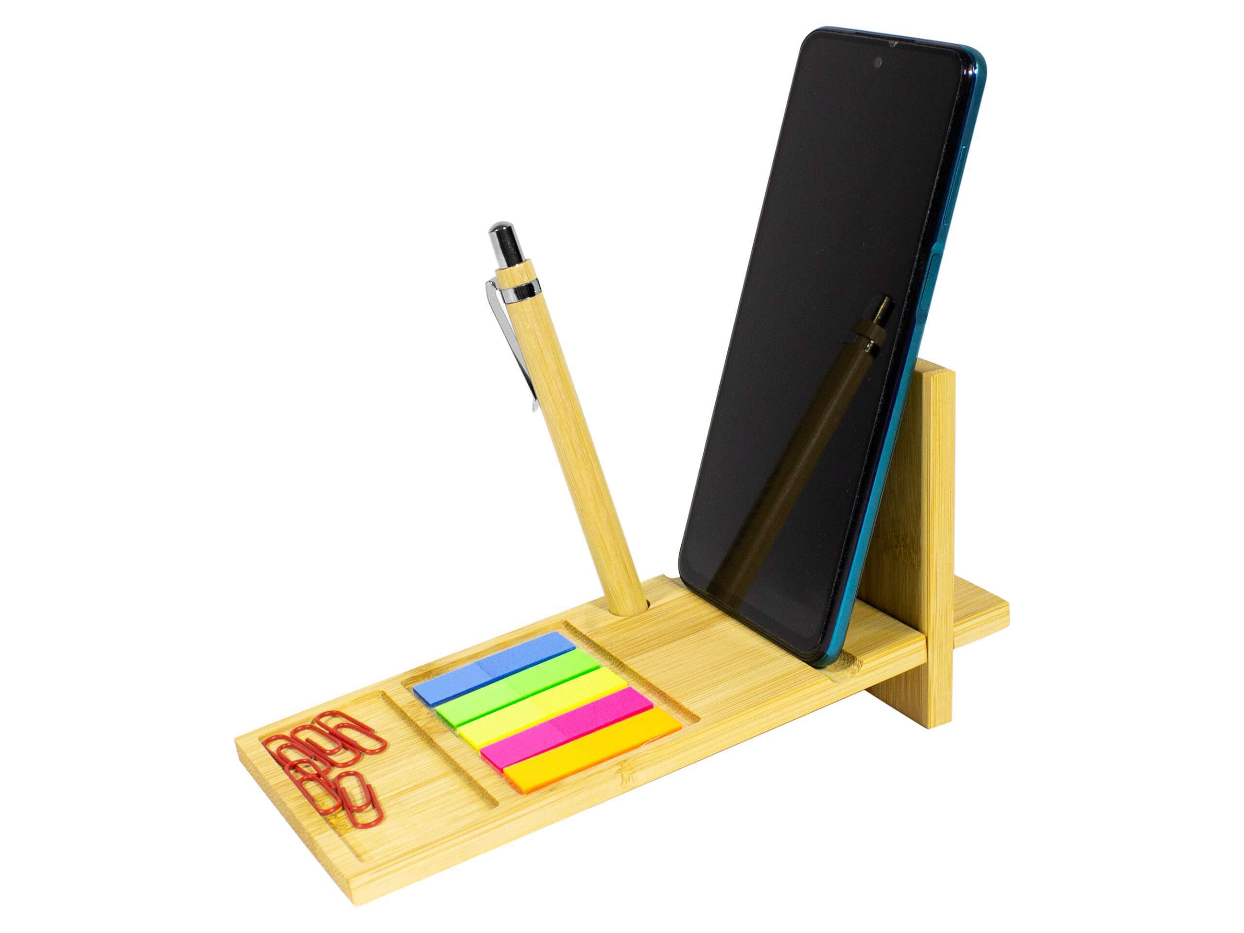 Organizador de escritorio de bambú́