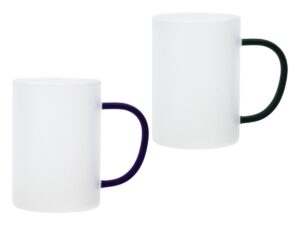 Tazón vidrio empavonado sublimación, asa color