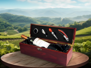 Caja madera accesorios vino