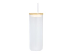 Botella vidrio borosilicato sublimación, tapa bamboo